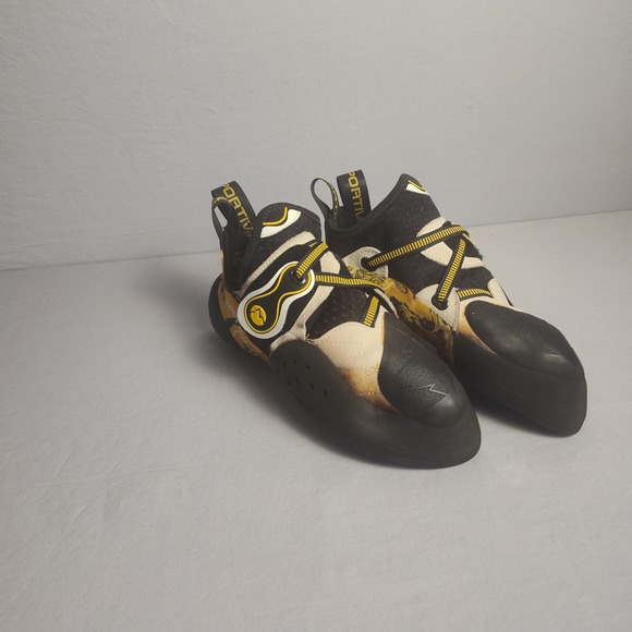 La Sportiva Solution Climbing Shoes Men8.5 Yellow Black Bouldering 41 Made Italy - Picture 2 of 10